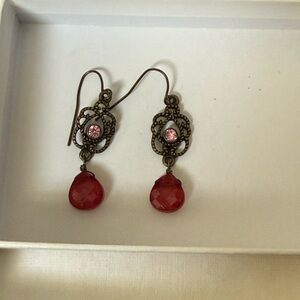 Elegant Red and Pink Drop Earrings